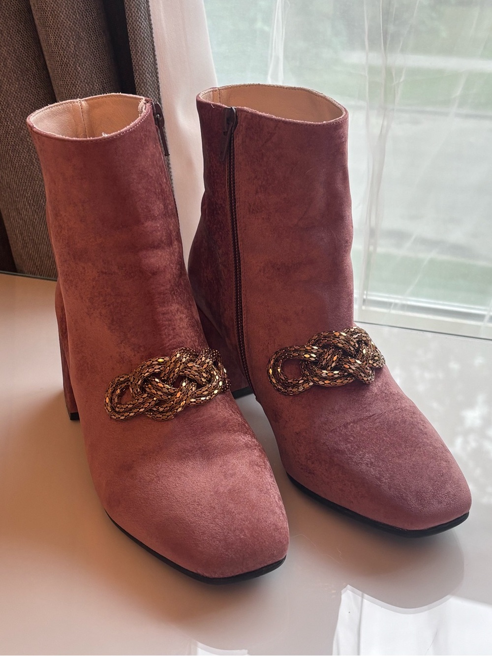 Anthropologie Stevie Velvet Chain Ankle Boots - Picture 5 of 9